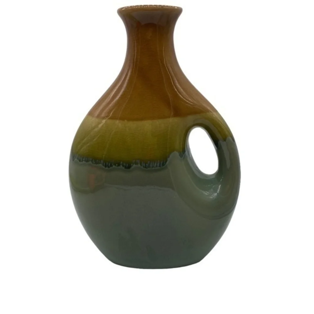 Vintage Pottery Glazed Vase Crackle Design